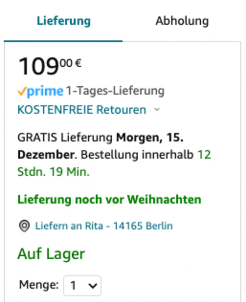 Amazon ist bei der Angabe von Lieferfristen sehr genau