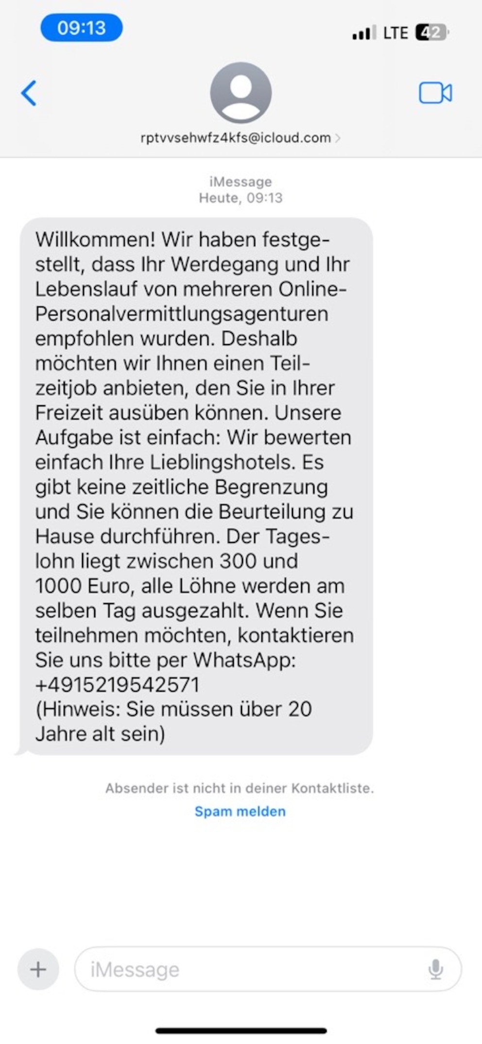 Abzocke mit angeblichen Jobangeboten via SMS und Whatsapp