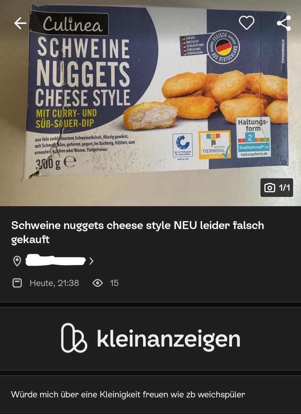 Eine Klassiker: tausche Nuggets gegen Weichspüler. Foto: Screenshot Reddit