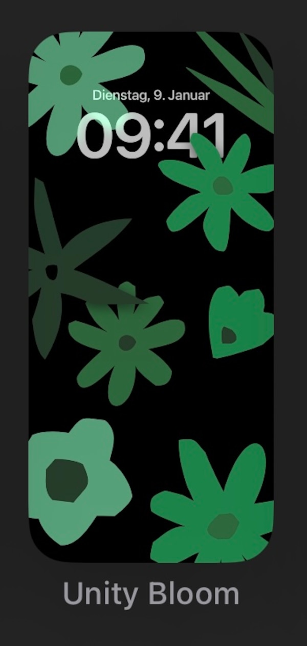 Das neue „Unity Bloom“-Wallpaper in iOS 17.3