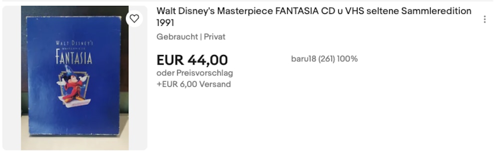 Screenshot Ebay Disney Videokassetten