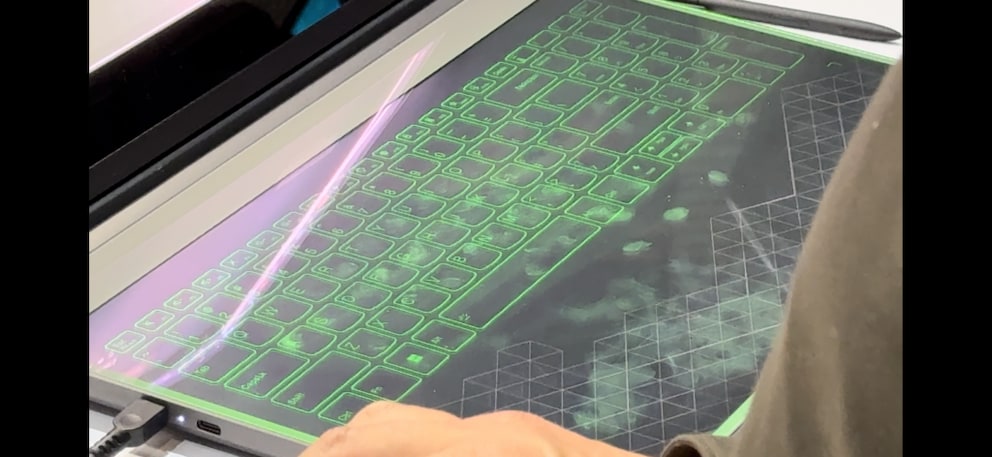 The touch surface serves as both a keyboard and an input field for the stylus