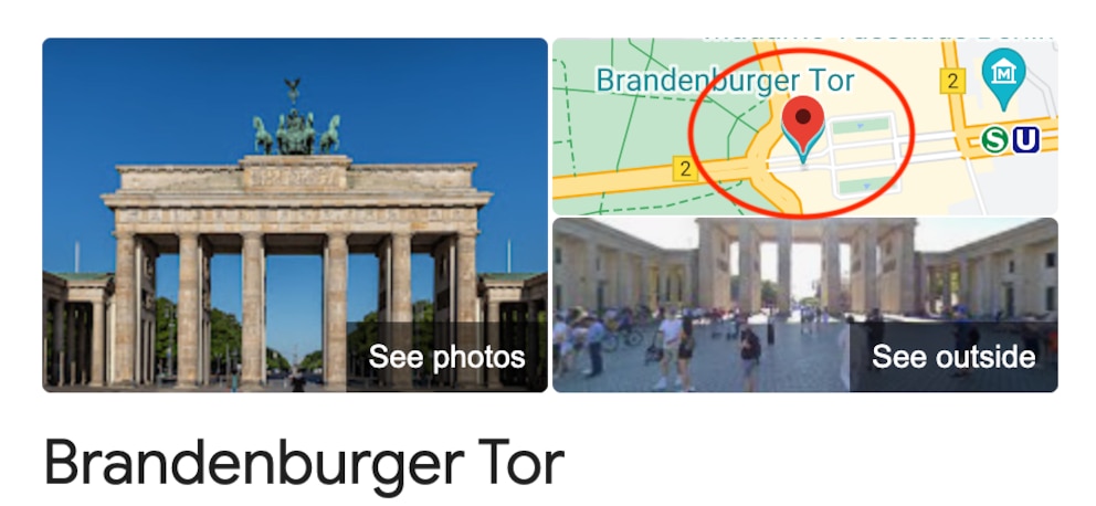 Screenshot vom Knowledge Graph bei der Google-Suche zum Brandenburger Tor.