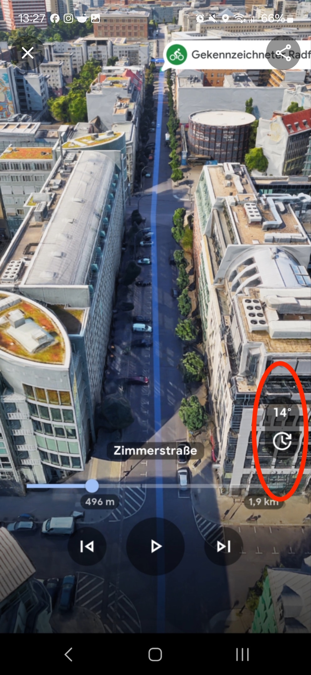 Abbildung der Immersive View für Routen bei Google Maps.