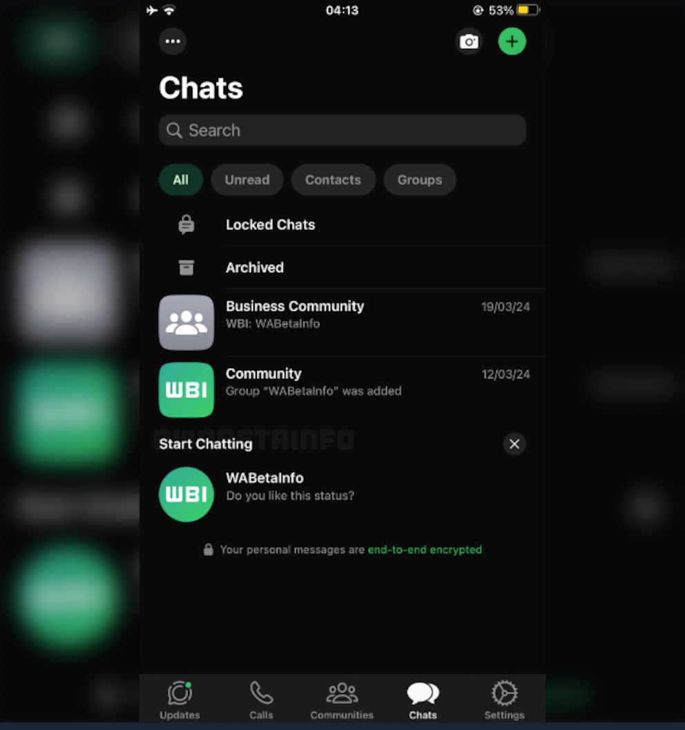 Screenshot WhatsApp empfohlene Kontakte Funktion (iOS)