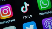 App-Icons auf einem Bildschirm, darunter Instagram, TikTok und WhatsApp.