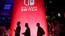Switch-Nachfolger: Schriftzug der Konsole auf einem Event mit rotem Hintergrund