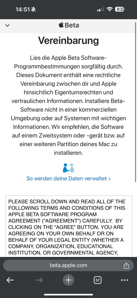 iOS Beta Agreement
