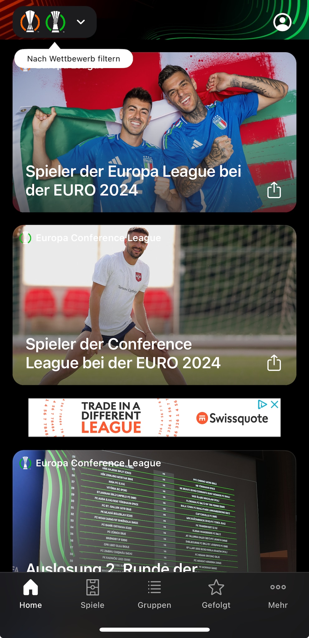 Screenshot App Europa League