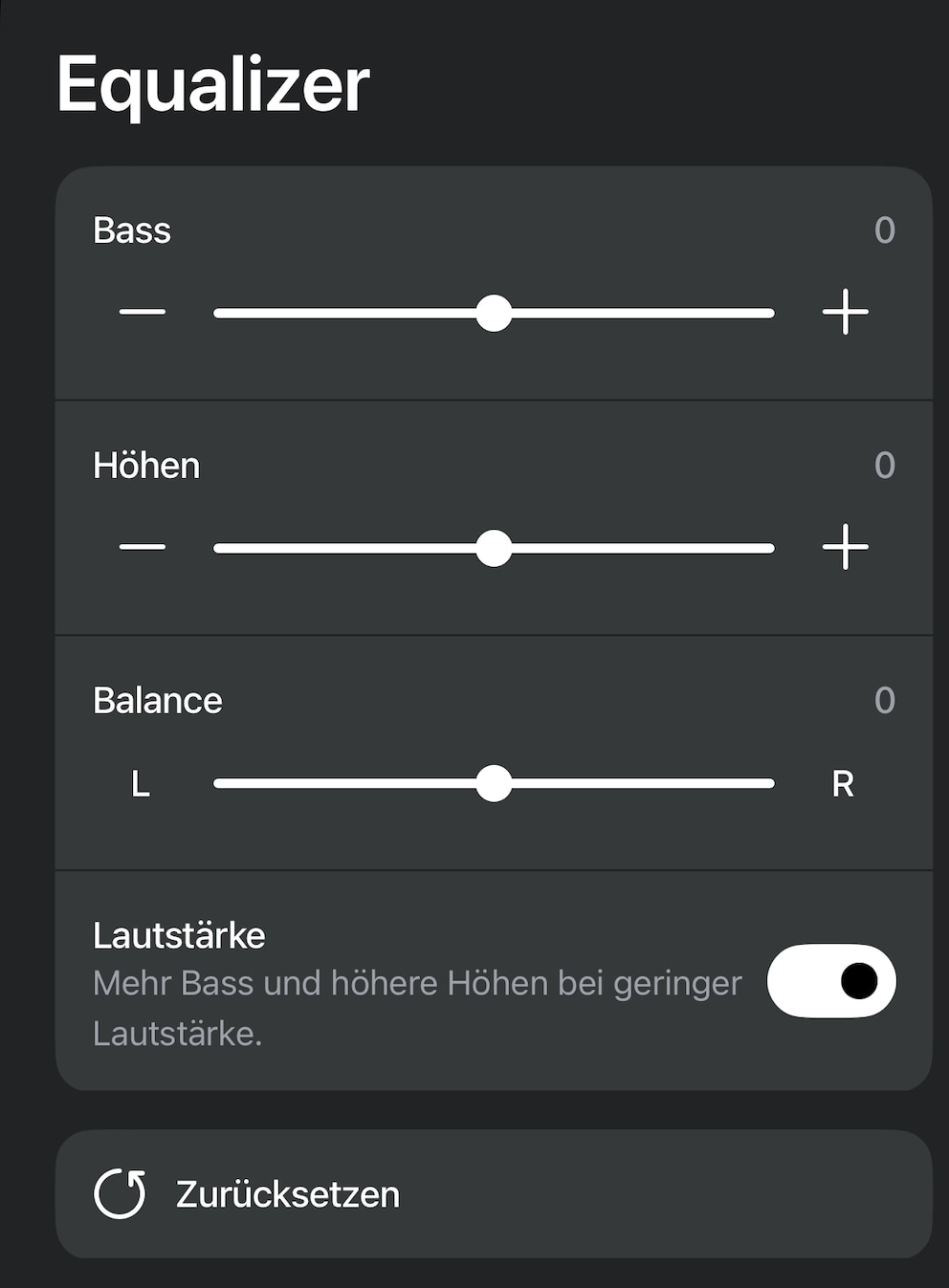 Der Equalizer in der Sonos-App ist eher dürftig