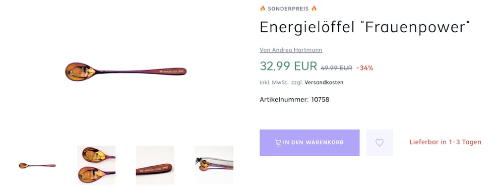 Derzeit bietet AstroTV einige Produkte – darunter diesen Energielöffel – zu vergünstigten Preisen an, da der Shop ebenfalls schließt