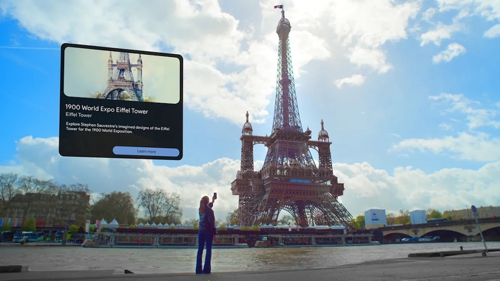 The AR experience shows the Eiffel Tower like never before