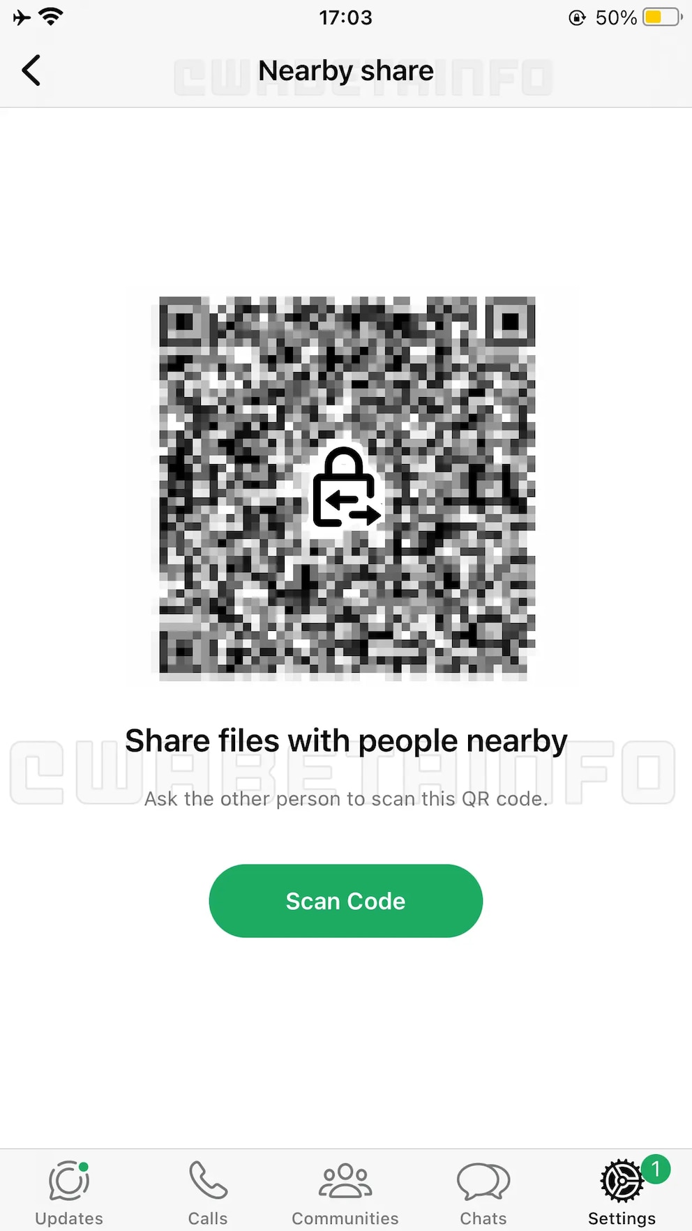 Nearby Share erstellt auf dem iPhone QR-Codes zum Teilen von Dateien