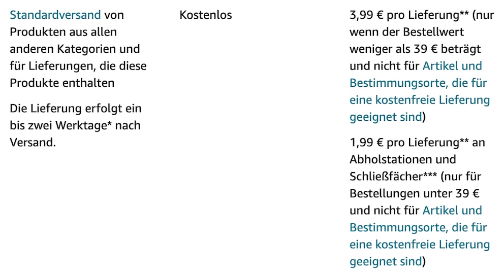 Die Preistabelle hat Amazon unterdessen bereits angepasst