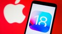 Apple-Logo und die Zahl 18 auf einem Handy-Display.