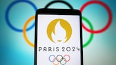 Olympische Spiele 2024 Logo auf dem Smartphone