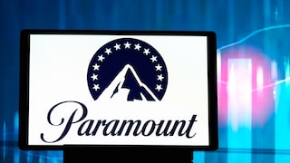 Paramount-Logo auf einem Tablet-Display.