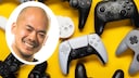 TECHBOOK-Autor Woon-Mo Sung unfd viele Gaming-Controller.