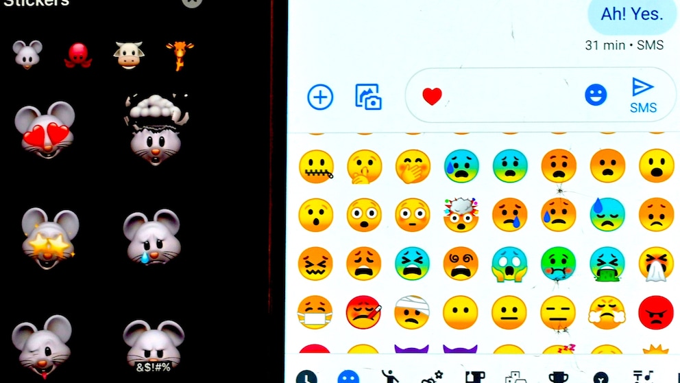 Mehrere Emojis aus einem Display