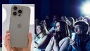 Ein iPhone 16 Pro Max und ein Kinopublikum