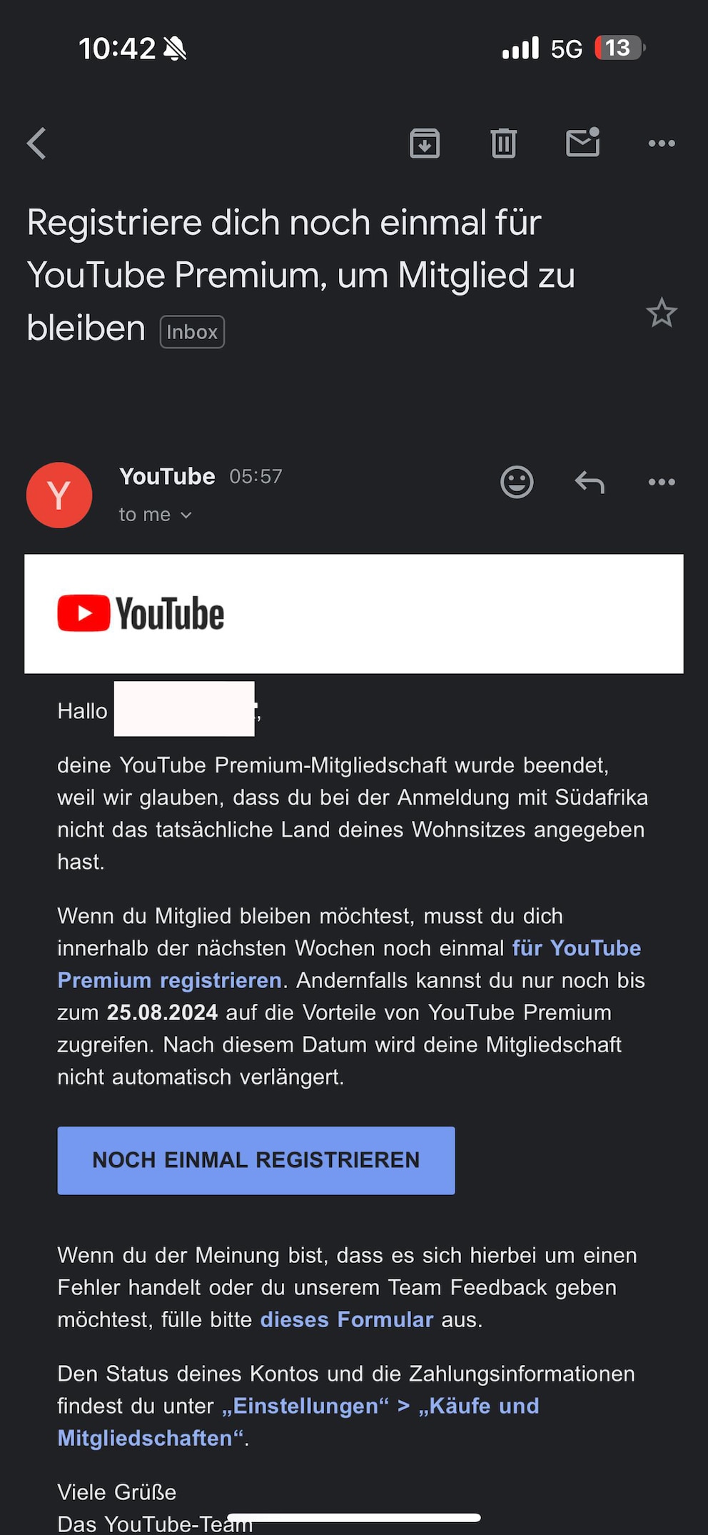 YouTube kündigt derzeit verstärkt im Ausland abgeschlossene Premium-Abos