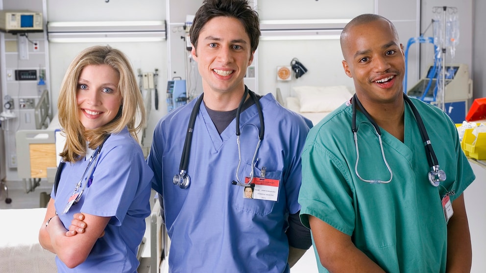 Sarah Chalke, Zach Braff und Donald Faison in "Scrubs"