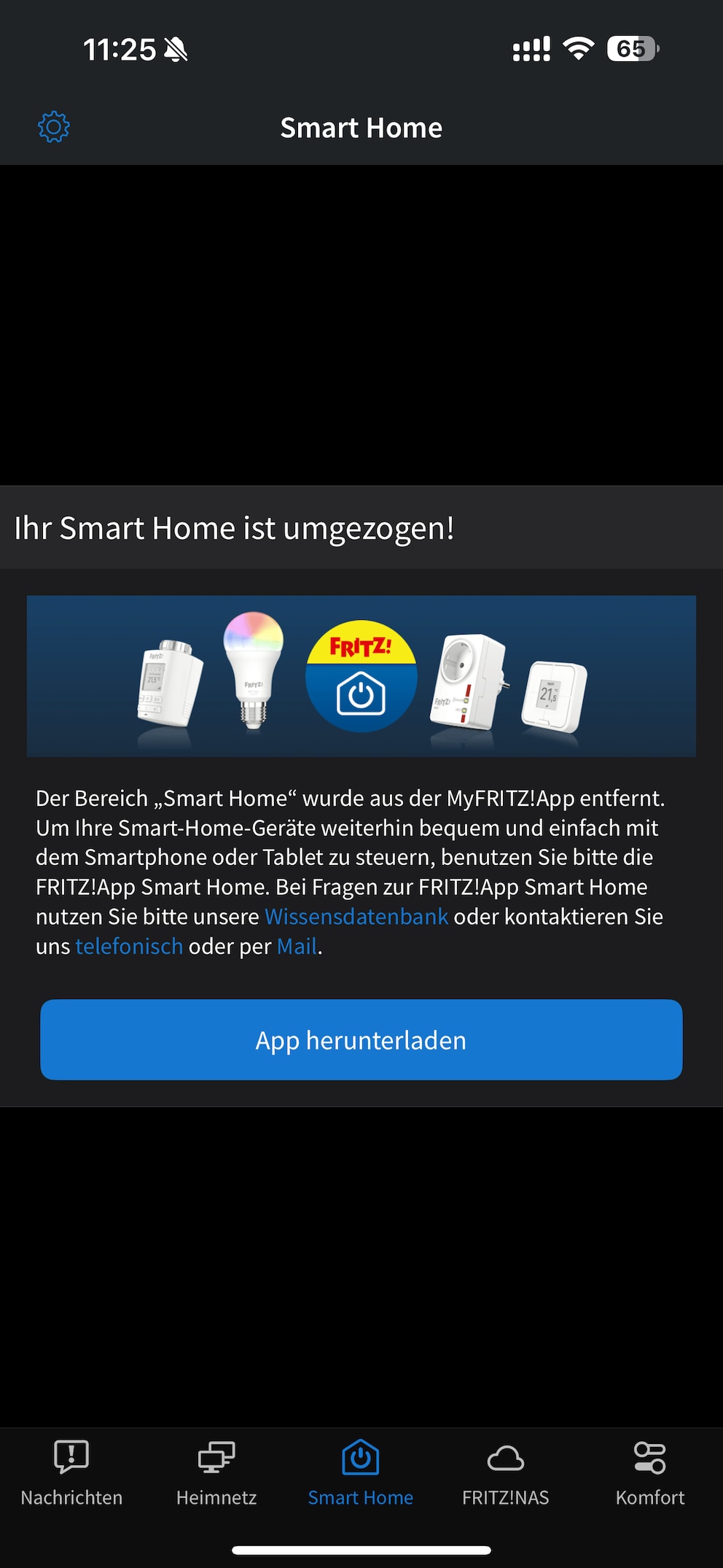 iOS-Nutzer werden auf die Smart-Home-App von AVM weitergeleitet