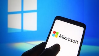 Microsoft-Schriftzug auf einem Smartphone