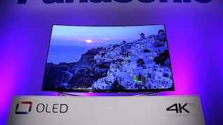 Ein Fernseher von Panasonic bei einer Messe