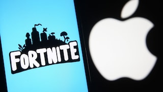 „Fortnite“-Schriftzug und Apple-Logo