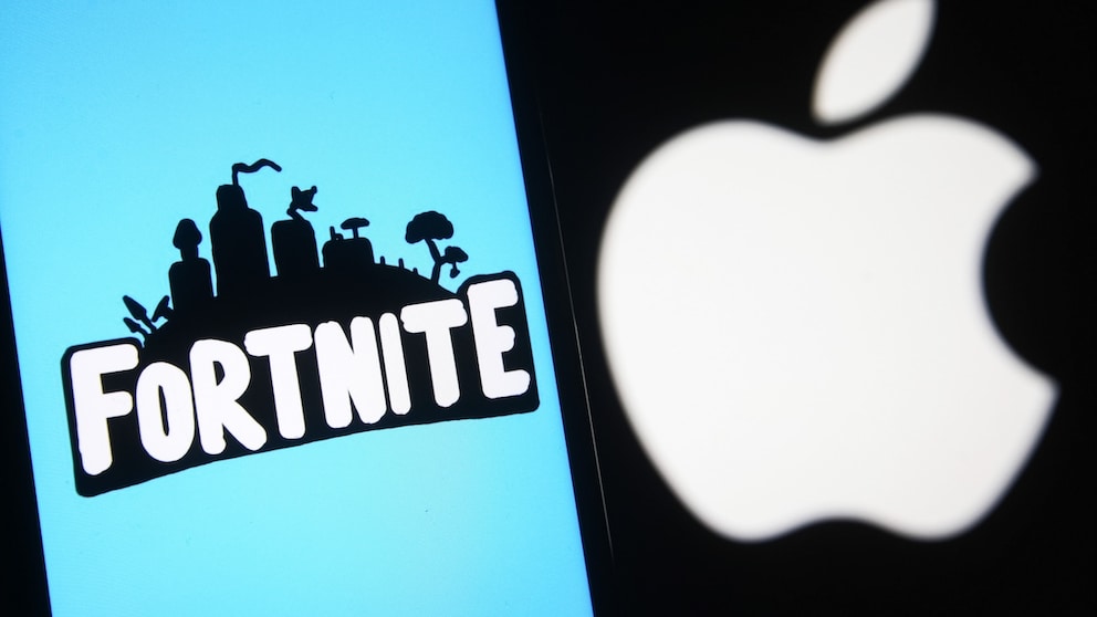 „Fortnite“-Schriftzug und Apple-Logo