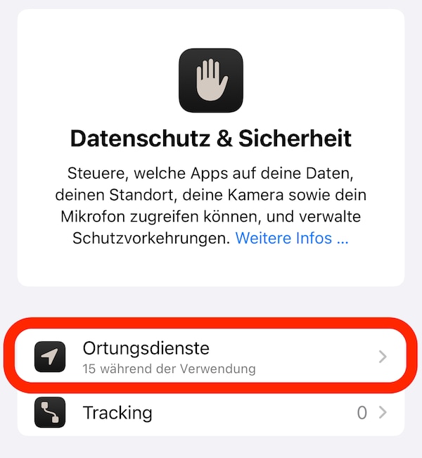 Wichtige Orte auf iPhone