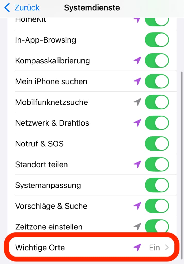 Significant Locations on iPhone