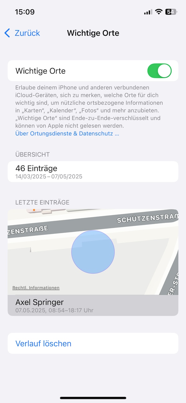 Wichtige Orte auf iPhone