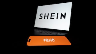 Temu- und Shein-Logo auf Displays