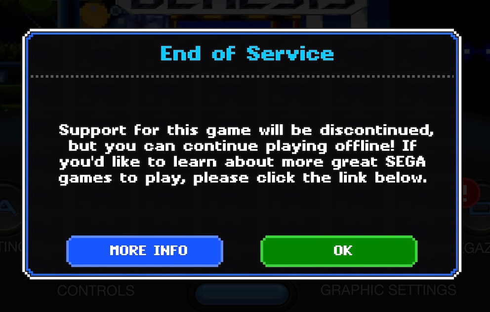 Sega weist auf das Support-Ende für seine Spiele in App Store und Google Play hin