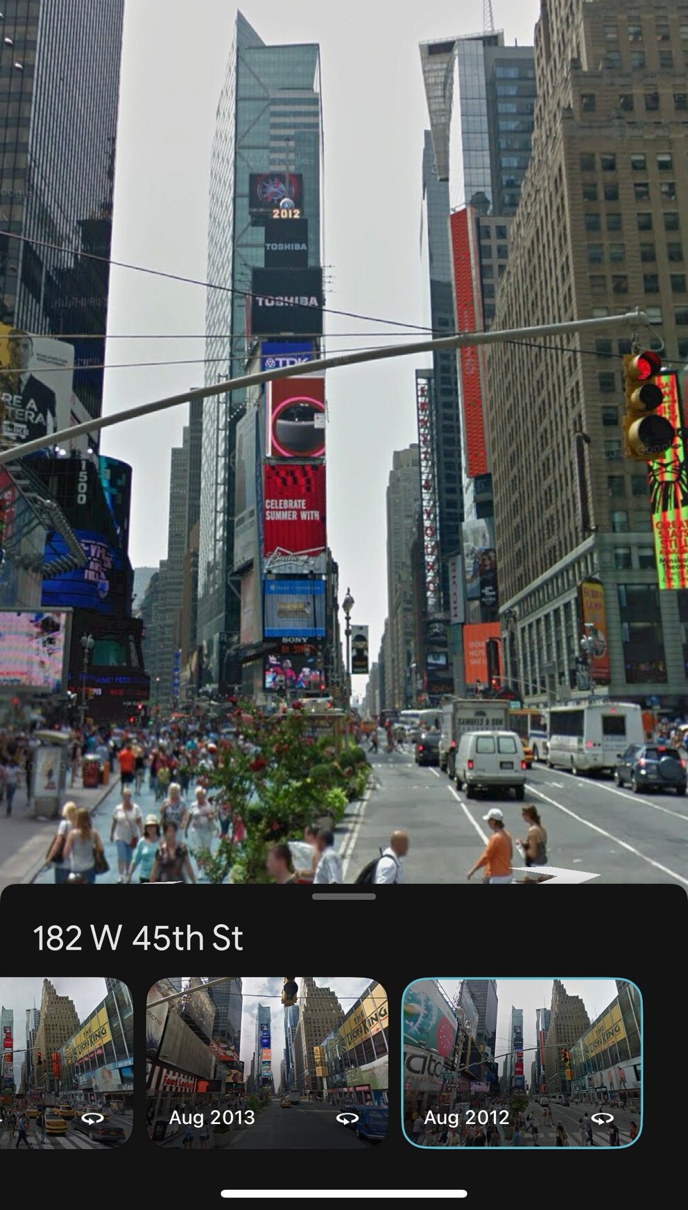 In Google Street View, you can travel back in time at Times Square