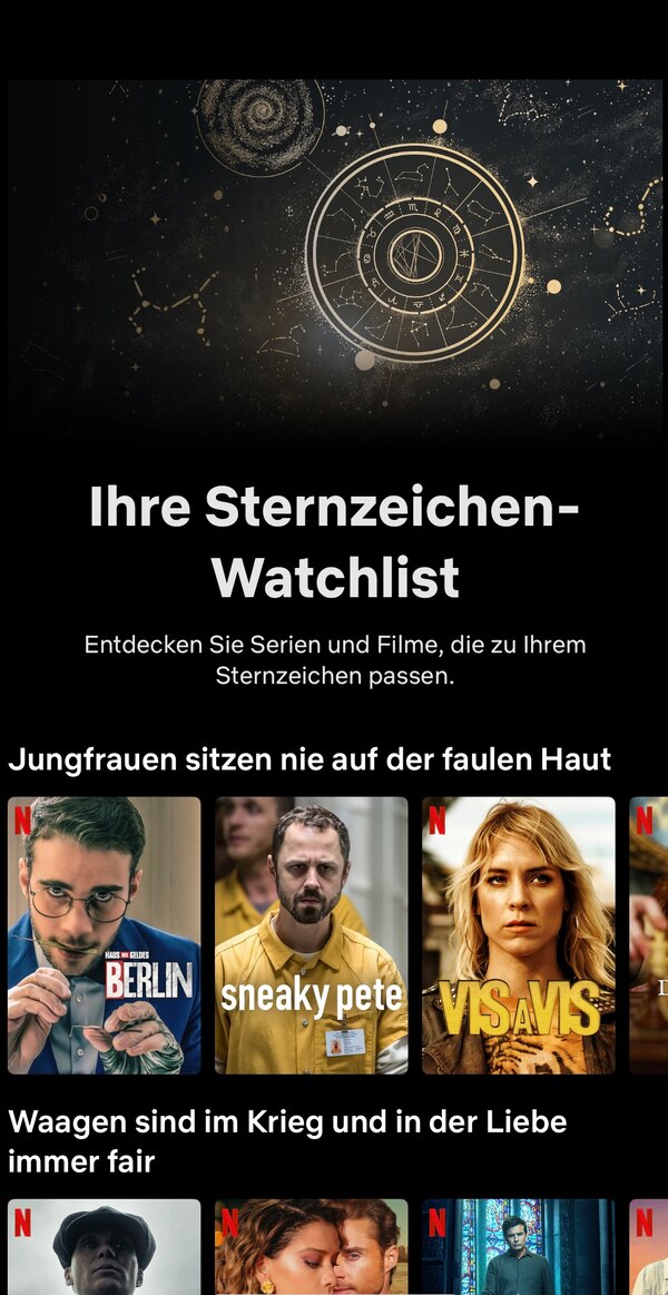 Die neue Sternzeichen-Watchlist bei Netflix