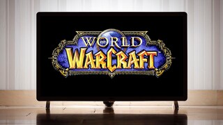 „World of Warcraft“-Logo auf einem Fernseher