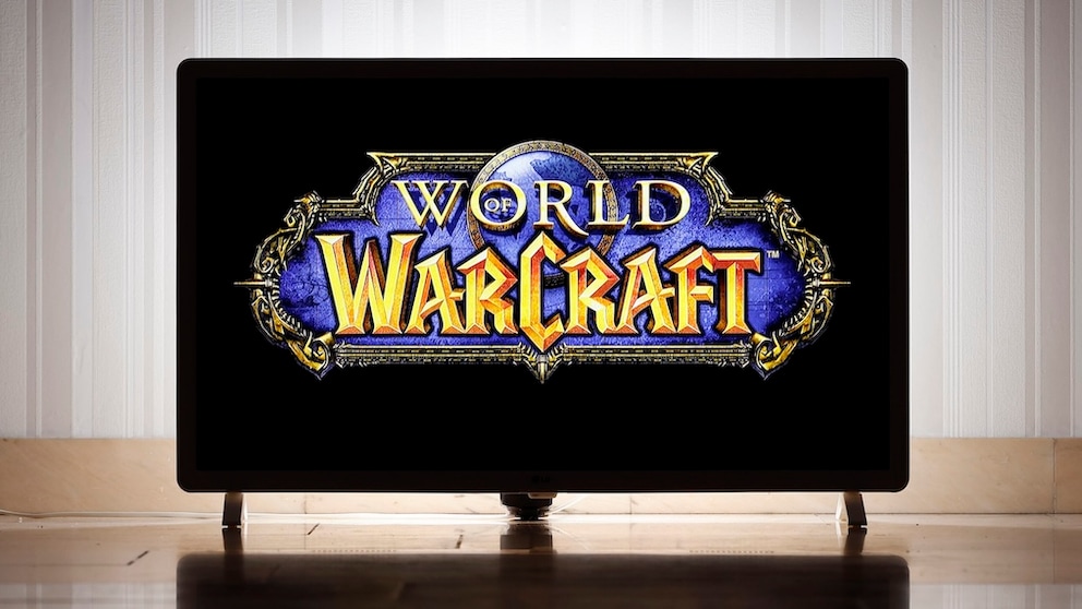 „World of Warcraft“-Logo auf einem Fernseher