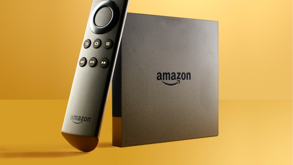 An Amazon Fire 4K TV box and remote control