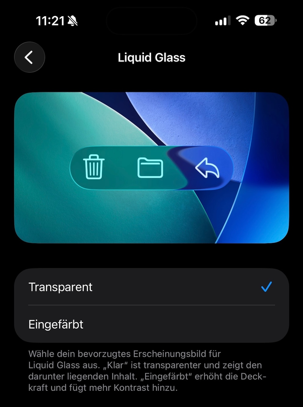Apple geht in iOS 26.1 transparenter mit Liquid Glass um