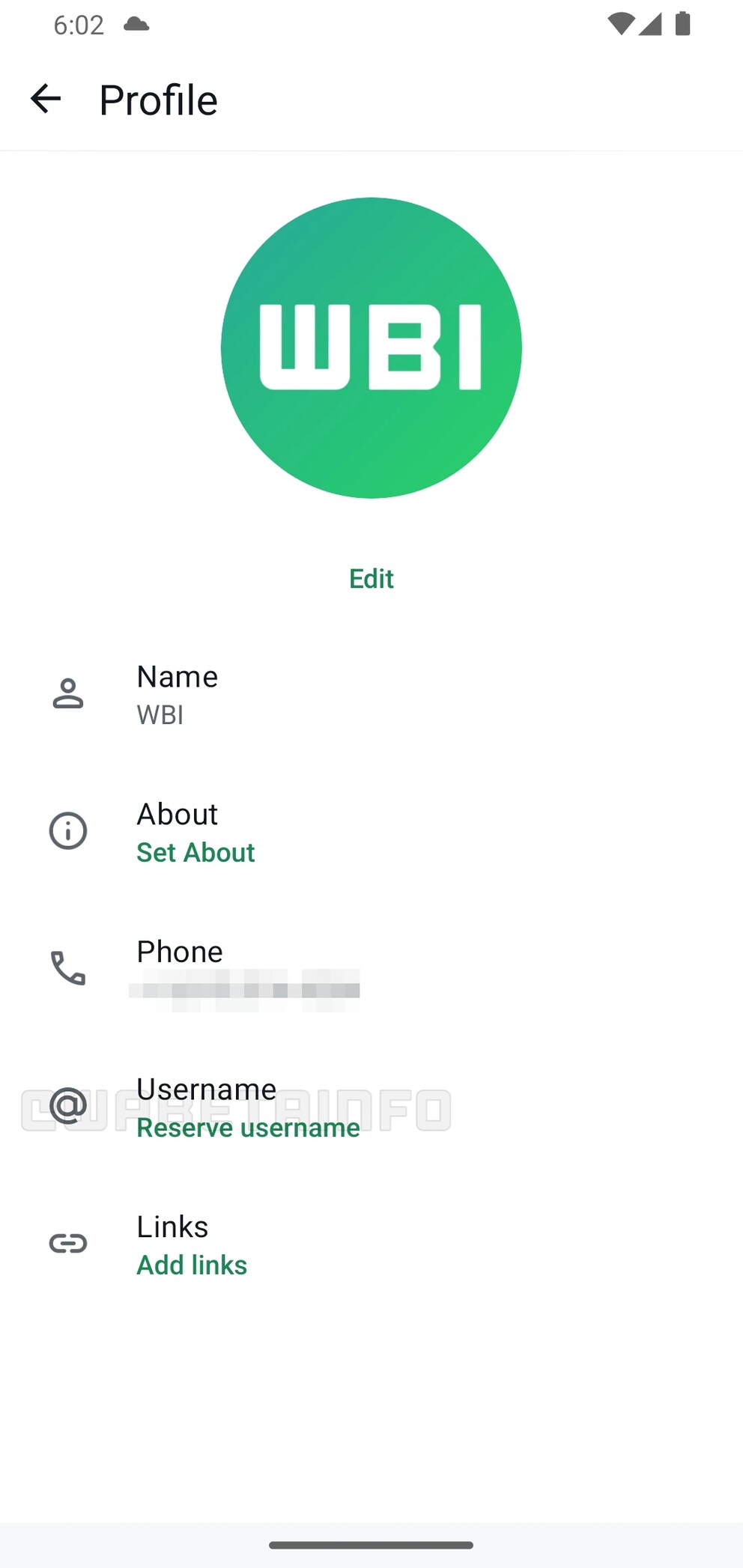 In a pre-release version of WhatsApp, the option 'Reserve Username' is available
