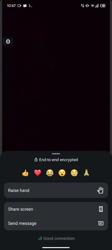 The emoji reactions in the video call menu on WhatsApp