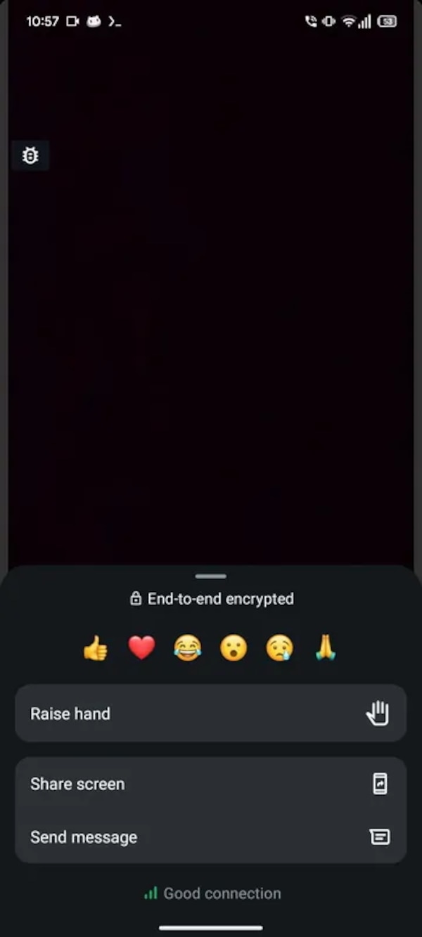 Die Emoji-Reaktionen im Videoanruf-Men&uuml; bei WhatsApp