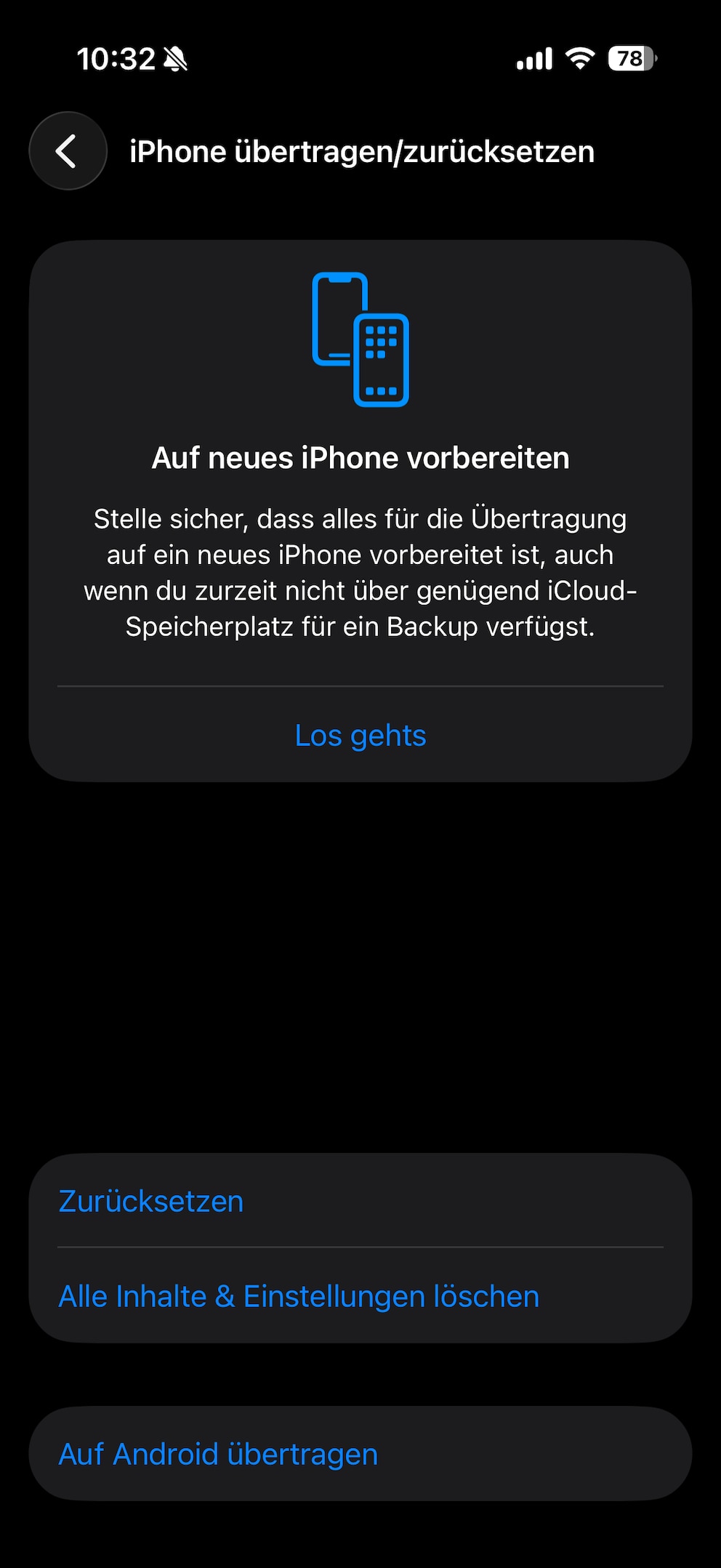 Brand new in iPhone settings: 'Transfer to Android'