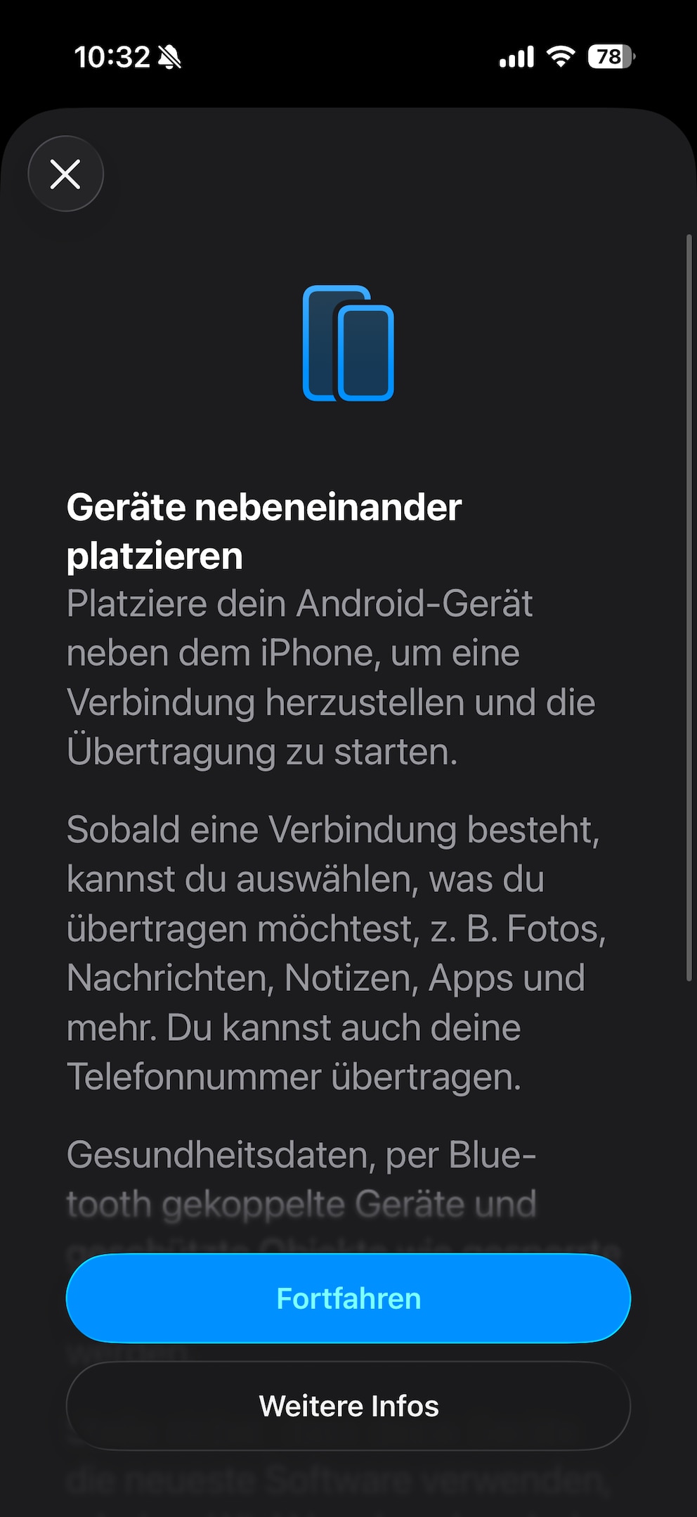 Zum Start des Datenstransfers soll es ausreichen, iPhone und Android-Ger&auml;t nebeneinander zu platzieren