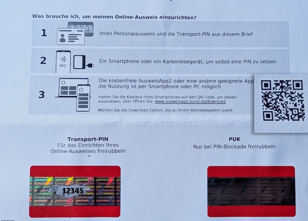 Dokument zum Einrichten des digitalen PersonalausweisFoto: COMPUTER BILD/ Michael Huch
