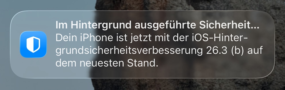 Ein kleiner Hinweis, dass das iPhone mit einer neuen Sicherheitsverbesserung &bdquo;auf dem neuesten Stand&ldquo; ist