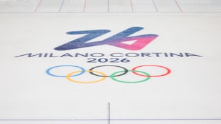 Olympia 2026 Logo auf Eis